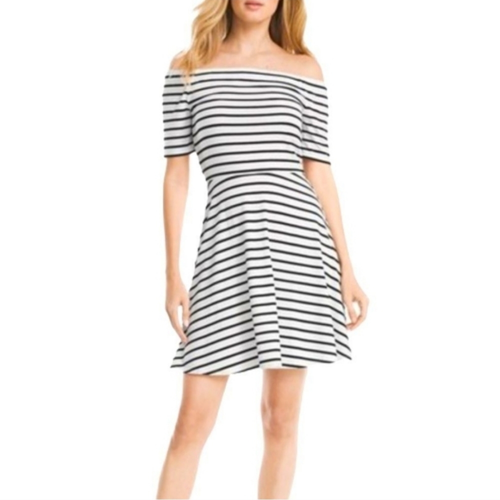 WHBM Off the Shoulder Striped Dress Small